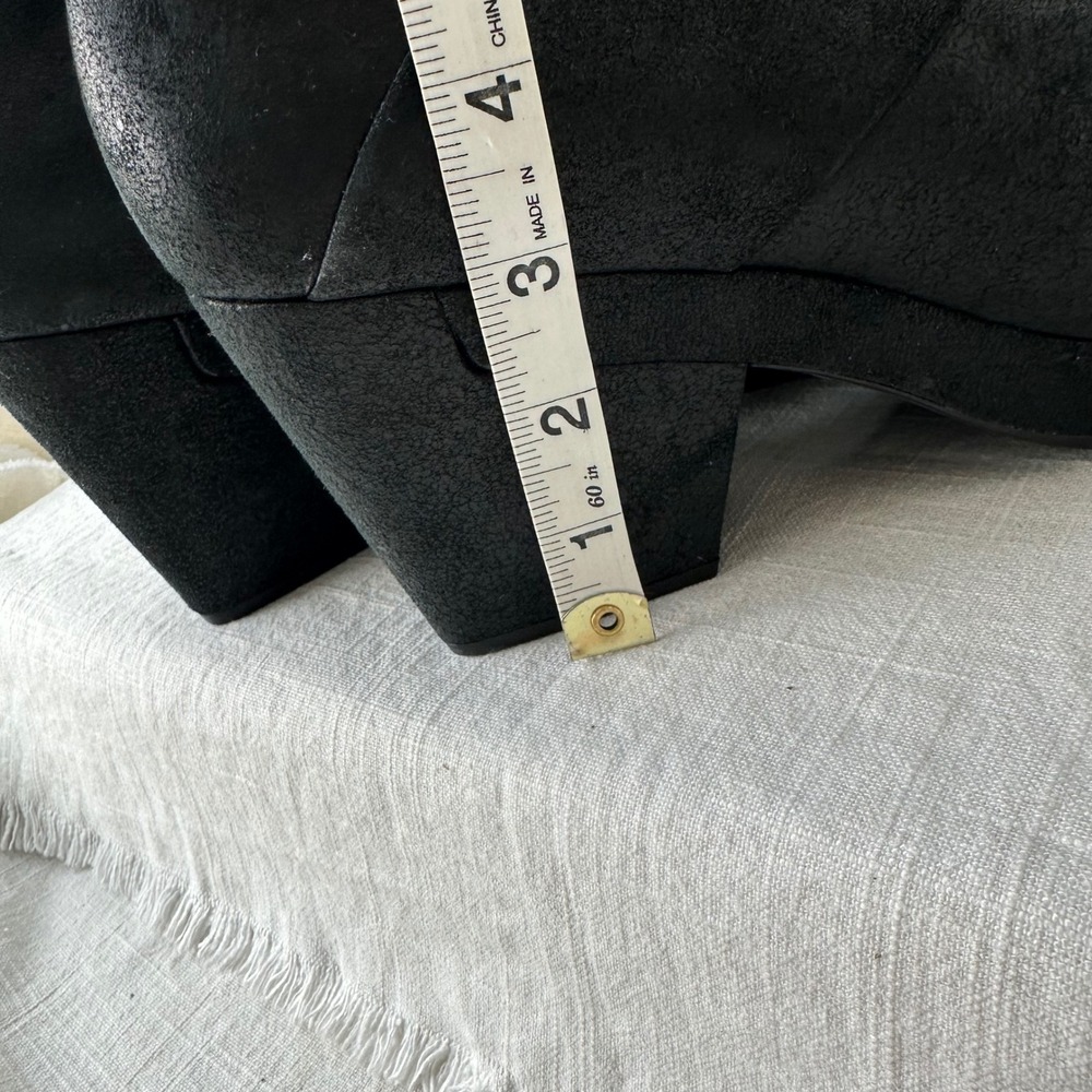 Eileen Fisher Black Suede Platform Block Heel Ankle Boots Women's Size 10 - Picture 3 of 9
